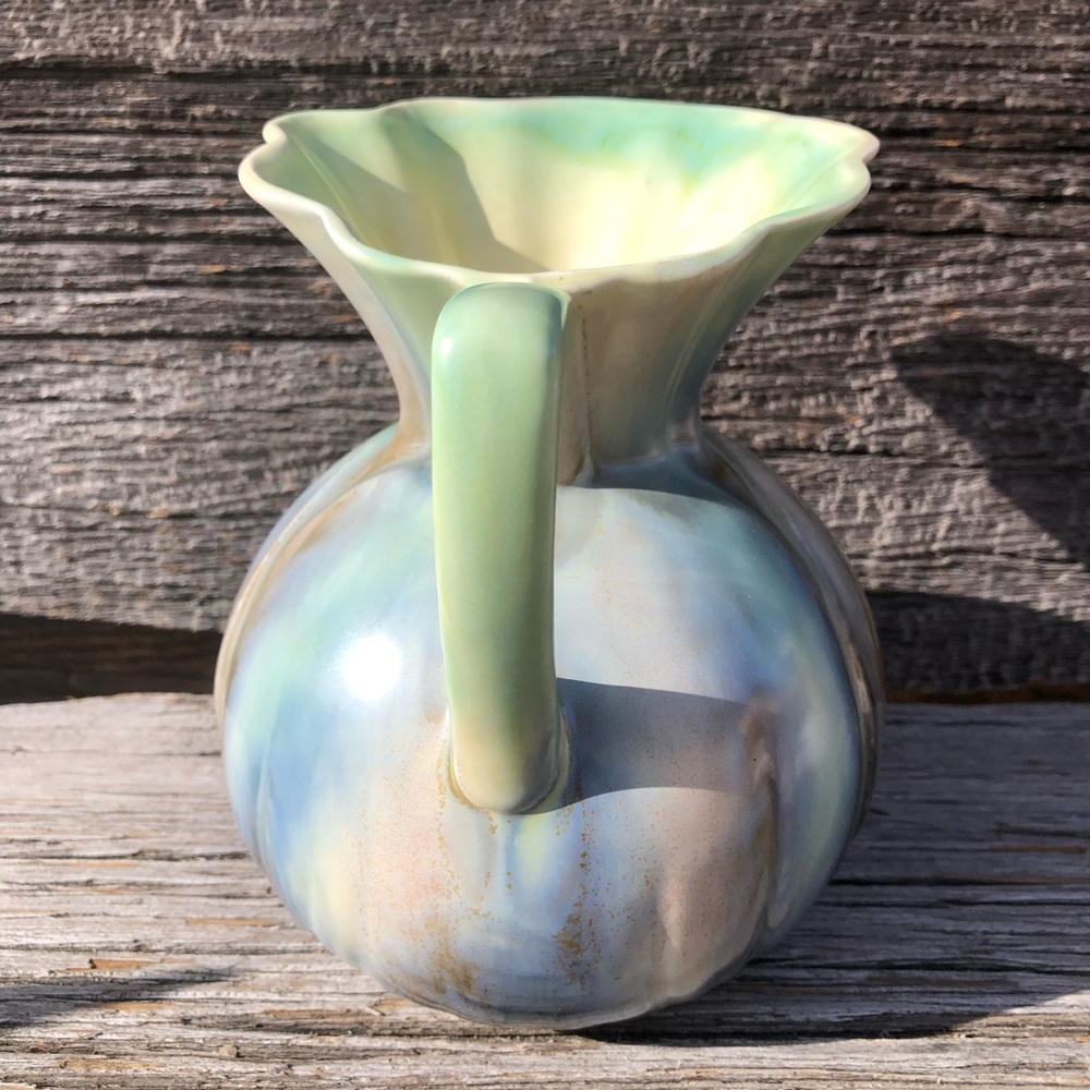 Vintage Sylvac made in England Pitcher Jug drip glaze Art deco style green blue💙 - Picture 5 of 11